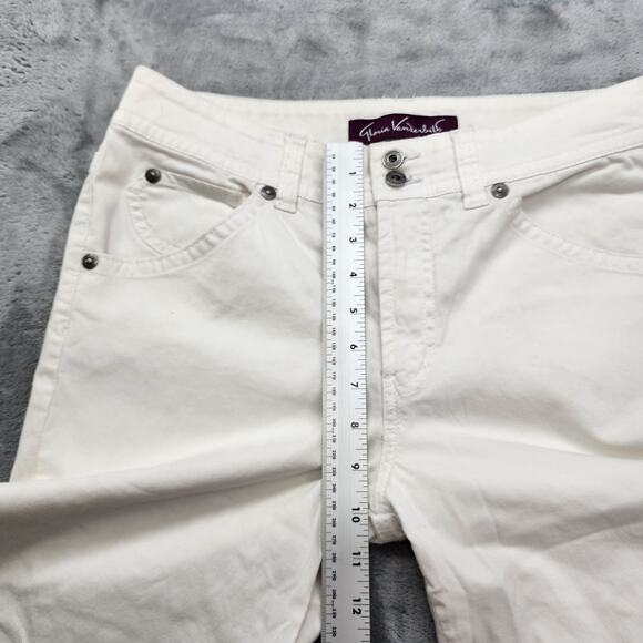 Gloria Vanderbilt Jeans Womens 10 Cream Blue Tan Capri Embroidered Floral Hem - Picture 11 of 14